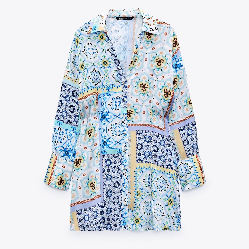 Zara print patchwork dress NWT Size M